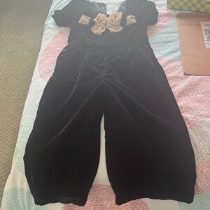 Elegant Black Velvet Jumpsuit